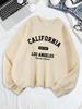 Kalifornien Los Angeles Gegr. 1776 Drucke Sweatshirts Damen Rundhals Basics Kapuzenpullover Locker Fleece Warme Oberteile Winter Damenbekleidung