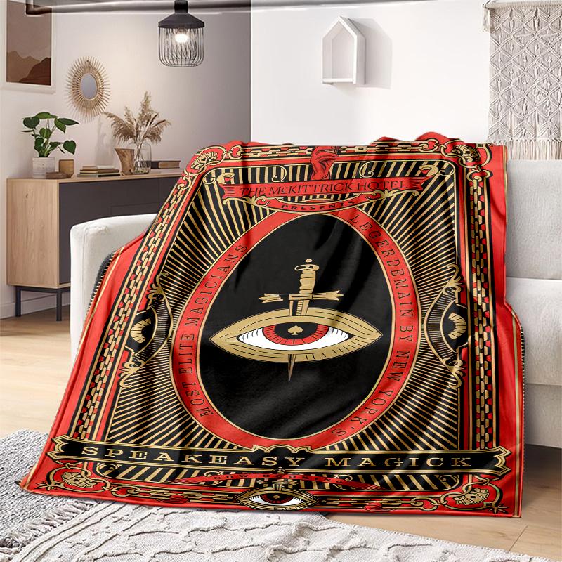 1PC All-Seeing Eye theme printed blanket, all season lightweight home office outdoor nap multifunctional blanket A9