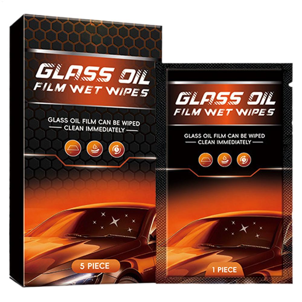 Windshield Cleaning Wipes 5 Pieces Portable Anti-Fog Moisturizing Wipes Car Glass Oil Film Remover for Interior Rearview
