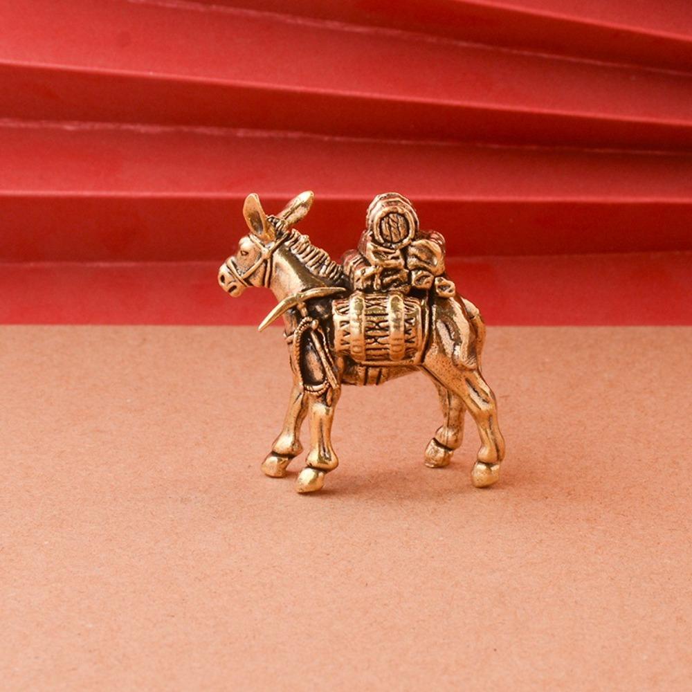 Solid Brass Donkey Small Ornament Animal Equus Asinus Home Desktop Miniature Figurines Decoration Accessories Antique Copper