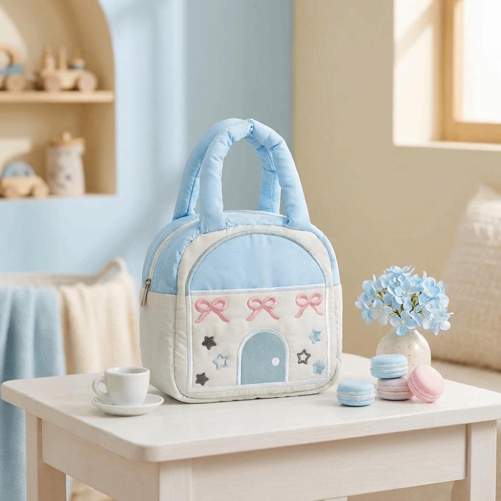 Portable Small House Shaped Handbag Large Capacity Makeup Organizer Bag  Daily Use