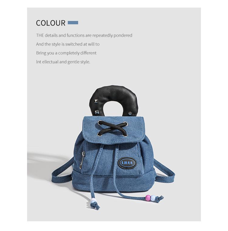 2025 Trendy Women's Denim Color Block Backpack - College Style Handbag & Shoulder Bag