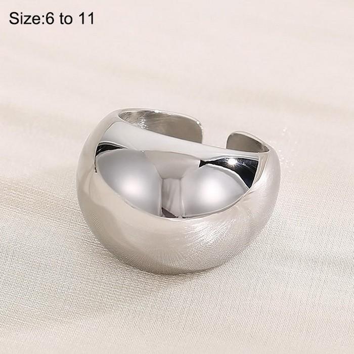Luxury Chunky Stainless Steel Ring Women's Shiny Silver/Gold/Black Color Anillos Wedding Party Bands Trend Jewelry Roung Gift