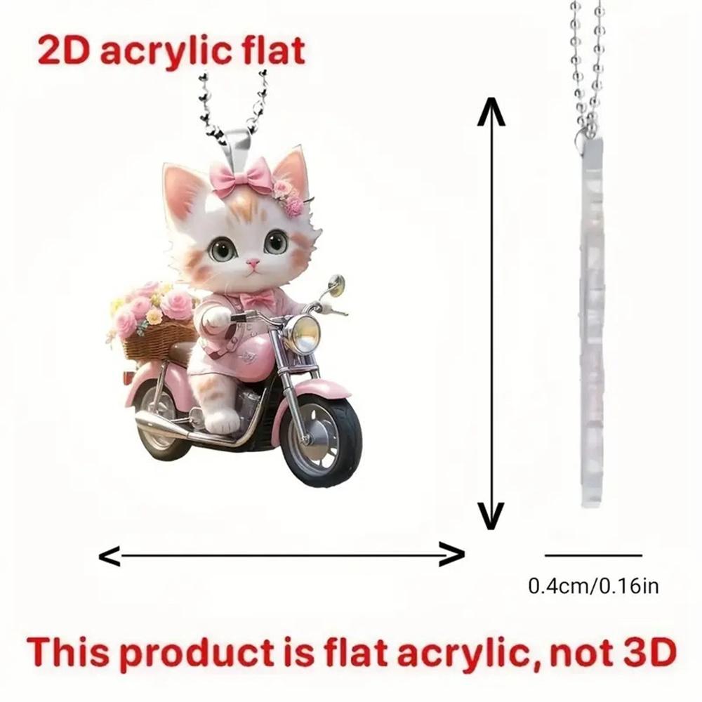 Creative 2d Acrylic Keychain Cute Driving Cat Pendant Home Tree Window Hanging Decor Gift Pet Lover Car Backpack Animal Ornamen