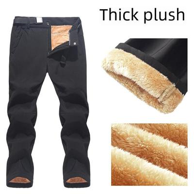 Unisex Lambskin Fleece Waterproof Windproof Outdoor Winter Pants - Thickened Soft Shell for Mountaineering