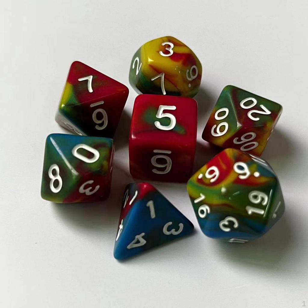 7 Piece RPG Dice Set Polyhedral 4 Color for Role Playing Game Cafe