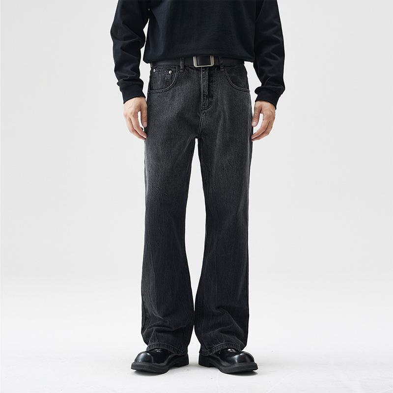 

Градиентные черные брюки высокого класса для мужской осени в американском стиле с завышенной талией 40 чёрный