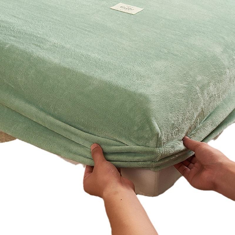 High-quality Soft Velvet Fitted Sheet with Elastic Bands Non Slip Adjustable Mattress Covers for Single Double King Queen Bed 160x200cm