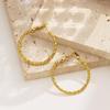 European Trendy Stainless Steel Geometric Ear Cuffs - High-End Gold Crushed Ice Titanium Earrings