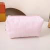Student Grid Pattern Triangle Pencil Case With Striped Fabric For Portable School Supplies