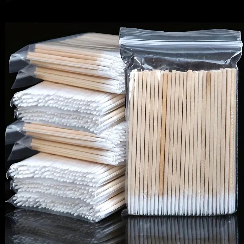 

100/300pcs Disposable Wooden Micro Bud Swabs Lint Free Eyelash Extension Glue Removing Tools Makeup Mini Brush accesorios