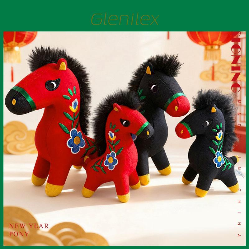 Horse Year Plush Toy With Pp Cotton Fill For Chinese New Year Gift And Home Decor
