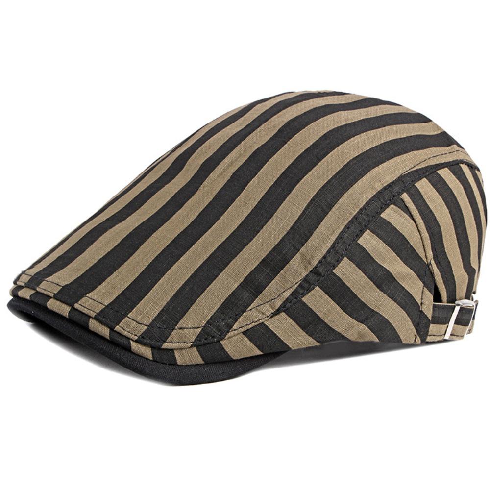HT5058 Mens Berets Women Spring Summer Sun Cap Artist Painter Beret Hat Male Female Ivy Flat Cap Adjustable Striped Beret Caps