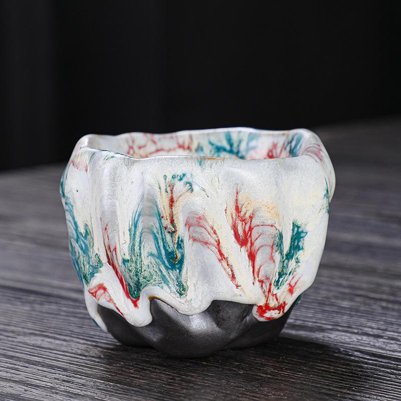 Japanese-style Retro Yamagata Ceramic Teacups Retro Handmade Rough Pottery Single Ceramic Kung Fu Tea Set Tea Accessories