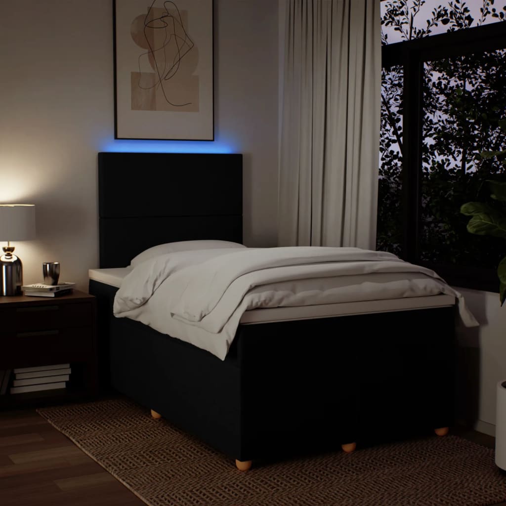Box Spring Bed with Mattress Black 120 x 200 cm Fabric