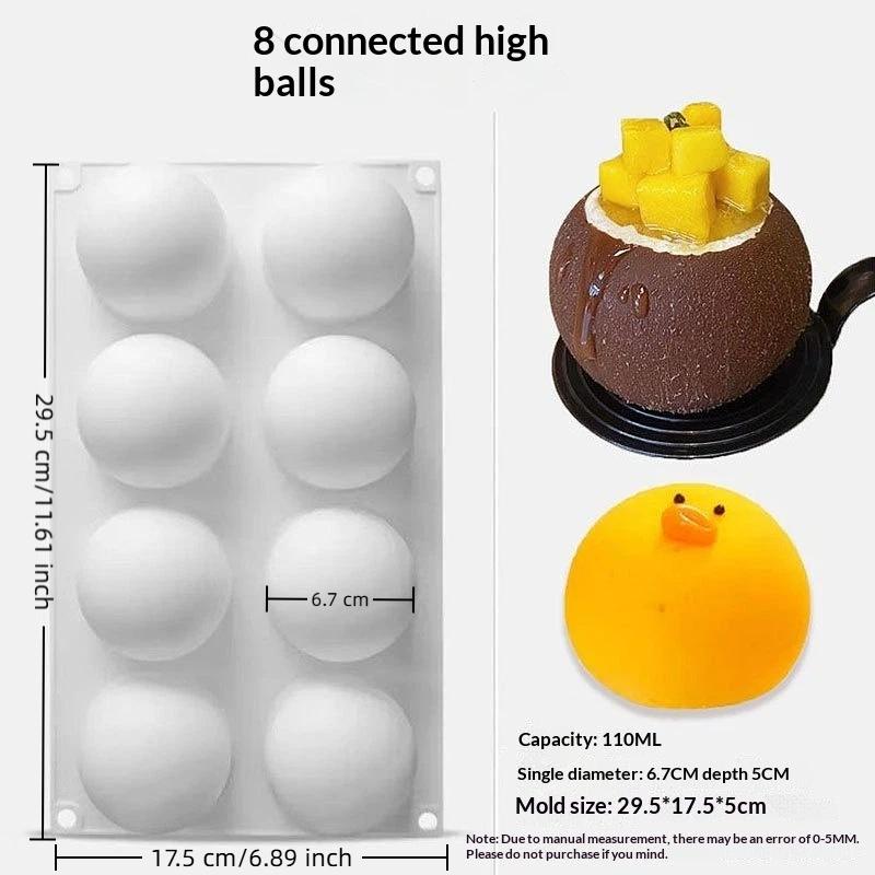 Multiple Round Ball Shape Silicone Molds Cake Decorating Tools, Chocolate Mold, Ice Cube Mold, Making Jelly Mousse Dessert Mold