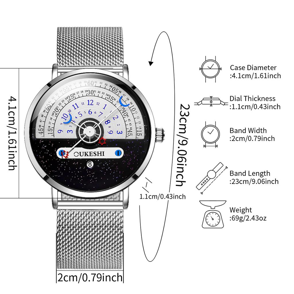 Luxury Men Business Watches Fashion Mesh Band Calendar Quartz Wristwatches For Mens Clock Reloj Hombre