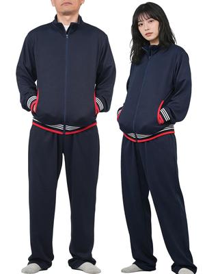 Sweatsuit Jersey Top and Loose Unisex Navy X Set, Bottoms, Lined, Stretch, Breathable, Fit, Loungewear, One-Mile, (JP, Alphabet, L, Red)