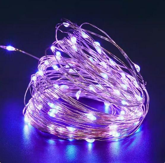 

Світлодіодні світлодіодні ліхтарі з мідного дроту на сонячних батареях, зовнішні водонепроникні декоративні садові ліхтарі зі зоряним небом. 10m 100 LEDs - Battery Box