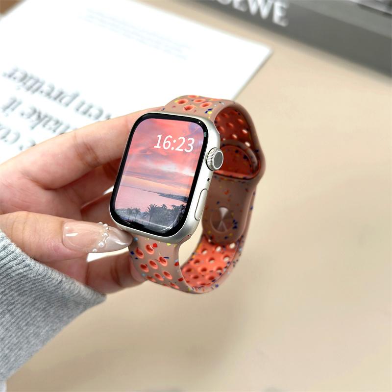 For Apple Watch Band 46mm 45mm 41mm 49mm 44mm 42mm 40mm Breathable Silicone bracelet correa Series11 10 9 8 SE 7 6 5 4 Ultra 3 2 Strap