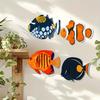 4 Pcs Wood Fish Nautical Wall Decor Rustic School of Fish Wall Art Coastal Theme Ocean Wall Sculpture for Lake House Home Bathroom Bedroom