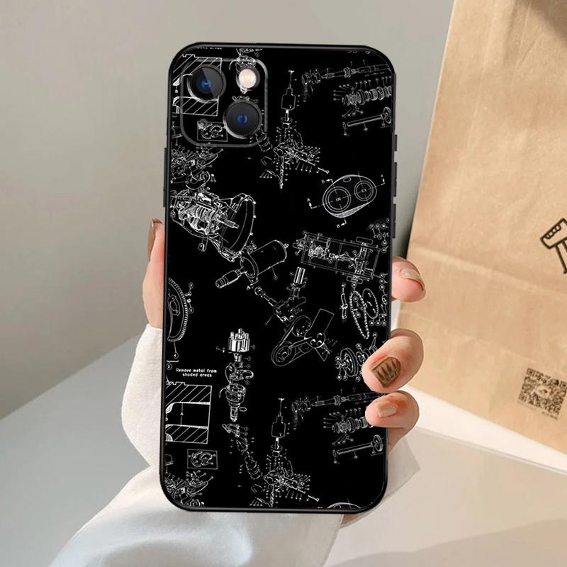 Automobile Spare Parts Car Engine Phone Case For iPhone 17 Air 16 15 13 11 12 14 Pro Max 13 12 Mini 15 16 Plus 16e Cover Coque