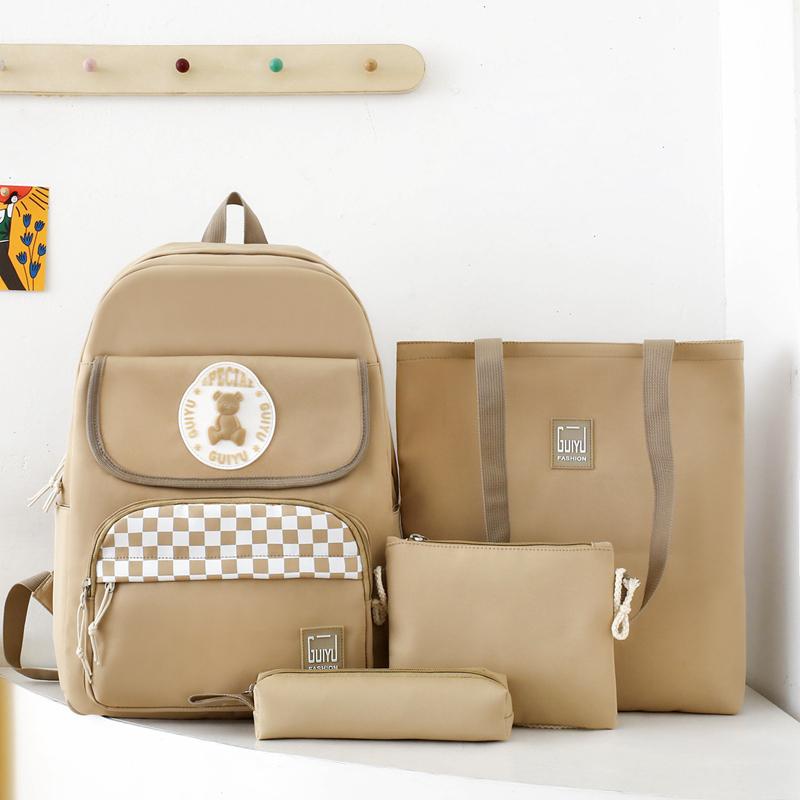 Four-Piece Backpack Set Campus Schoolbag Middle School Students' Light Large Capacity Computer Bag