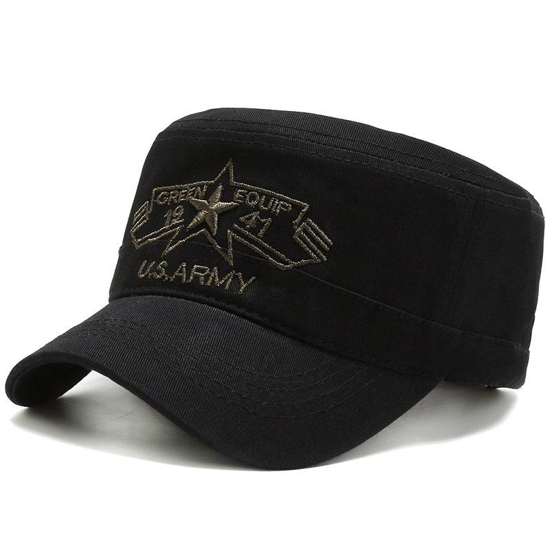 

Spring and Autumn Hat Men s Camouflage Military Hat Fashion Flat Hat Tide Off-Road Outdoor Sports Cap Sun Hat Adjustable чорний