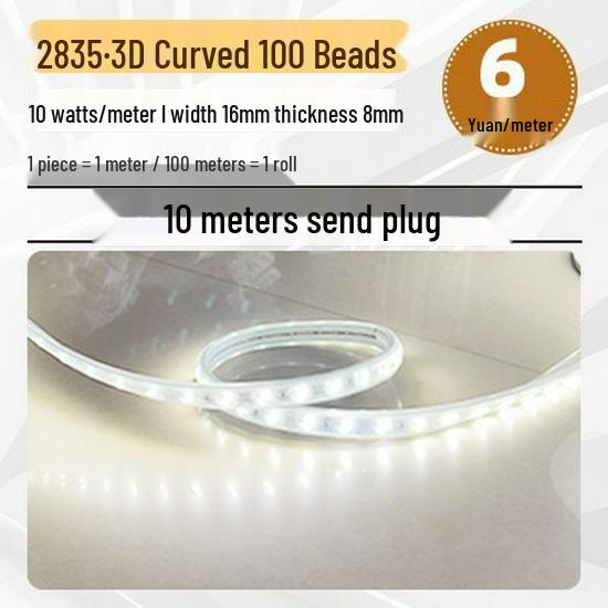 Waterproof 220V LED Strip Lights: Tri-Color, Self-Adhesive, Extra Bright for Living Room, Ceiling Trough, and Outdoor Use