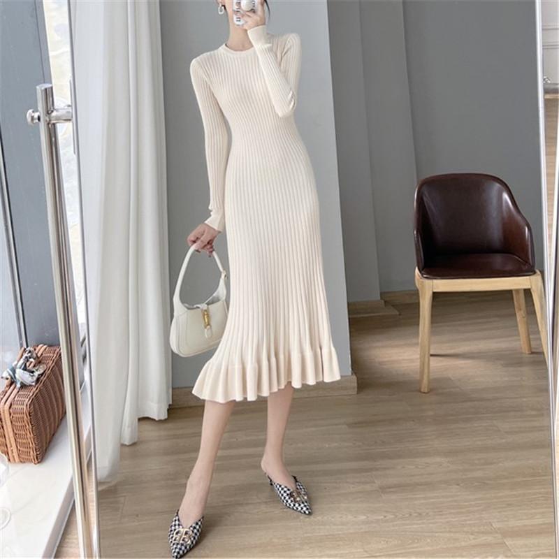 Rochie lungă tricotată coadă de pește pentru femei