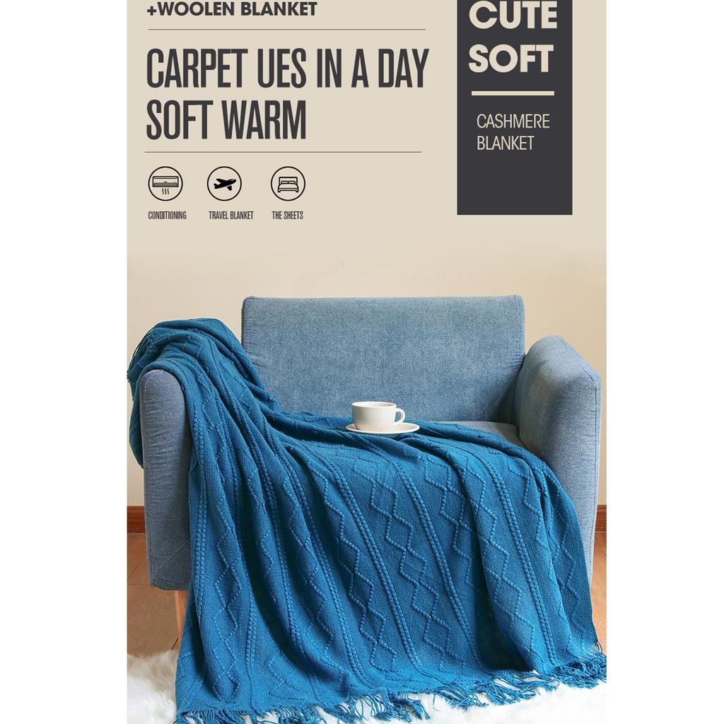 Knit Throw Blanket Lightweight Blanket for Sofa Couch Bed Baby Nursery, Rustic Shabby Chic Modern Farmhouse