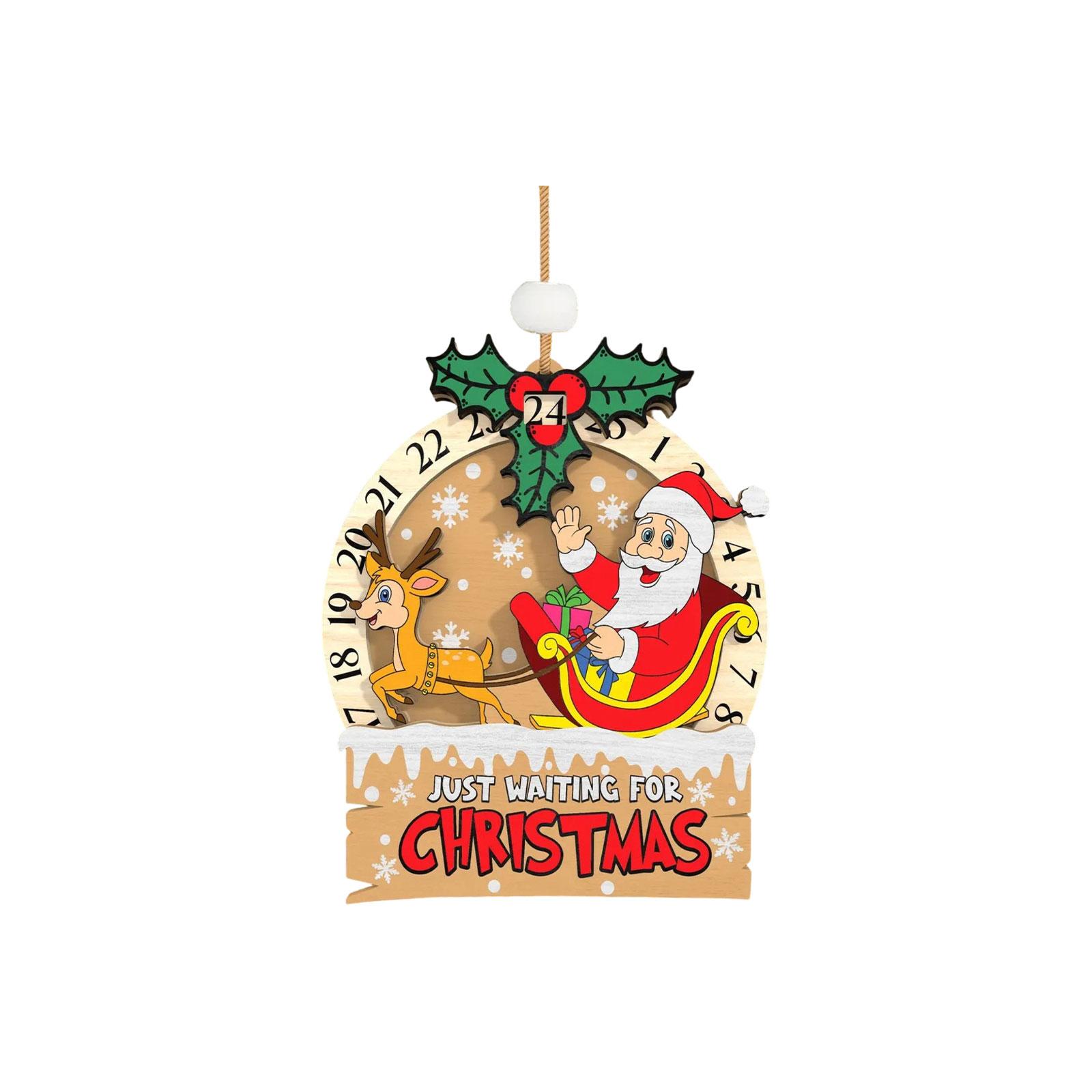 

Home Daily Use Wooden Craft - Christmas Countdown Decorative Ornament & Calendar One Size
