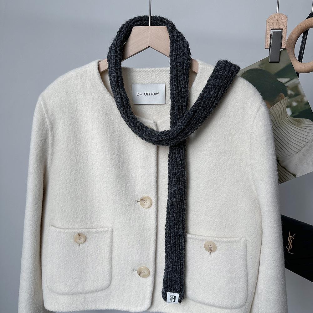 Imitation Cashmere Wool Knitted Scarves Solid Color Winter Scarves Fashion Narrow Long Scarf