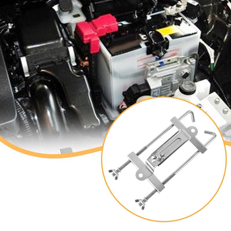 Car Battery Fixing Bracket Holder with J Bolt Adjustable Battery Mount Hold Down Kit Anti Shake Heavy Duty Stainless Steel Bolt