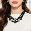 Beaded Necklace with Coordinated Drop Earrings, Double-Strand Layering, and Irregular Acrylic Beads Jewelry Set