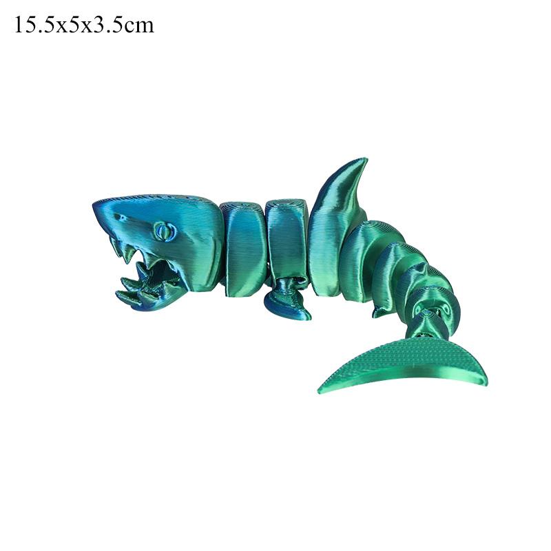 

3D-печатная акула, настольное украшение, игрушки, экшн-модель, акула, бирюзовый, фиолетовый, белый, декомпрессионное украшение, детский день рождения, милая игрушка