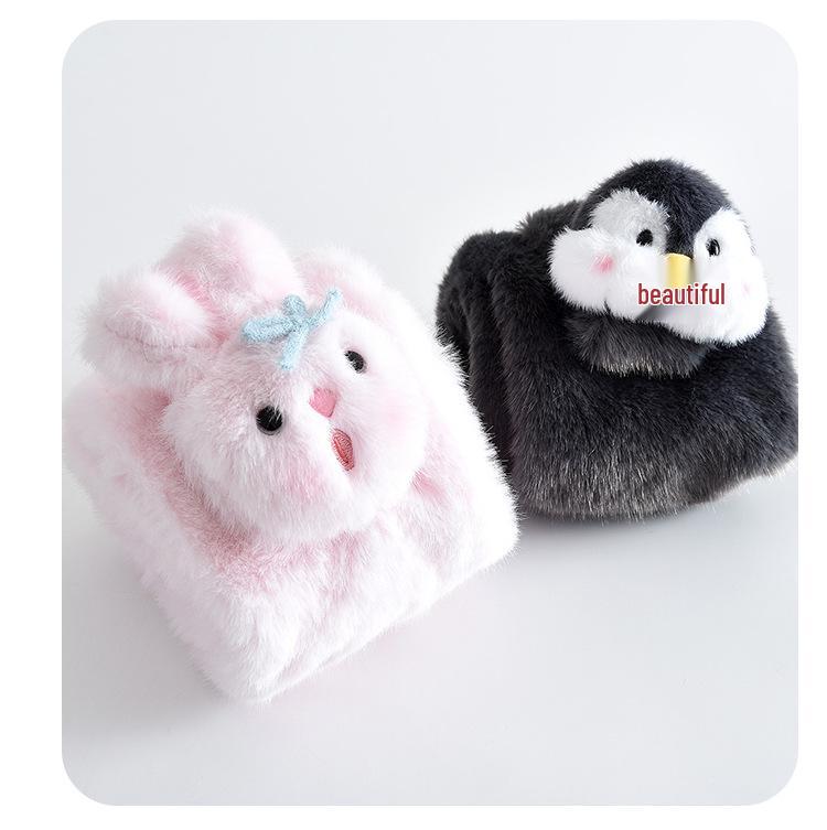 Samtiger Winter-Schal für Kinder: Warmer, Winddichter, Einfarbiger Schlauchschal mit Kleintier-Design