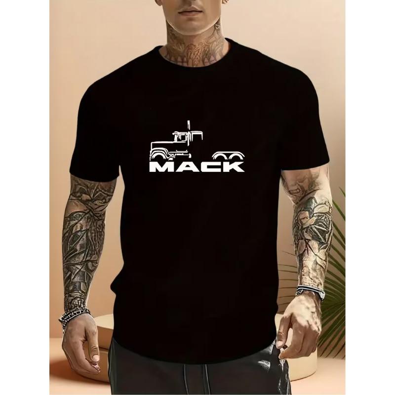 Men's Hardcore Truck Brand T-Shirt - American Industrial Streetwear Style Short Sleeve Round Neck Tee Suitable for Workwear, Urban Outfits