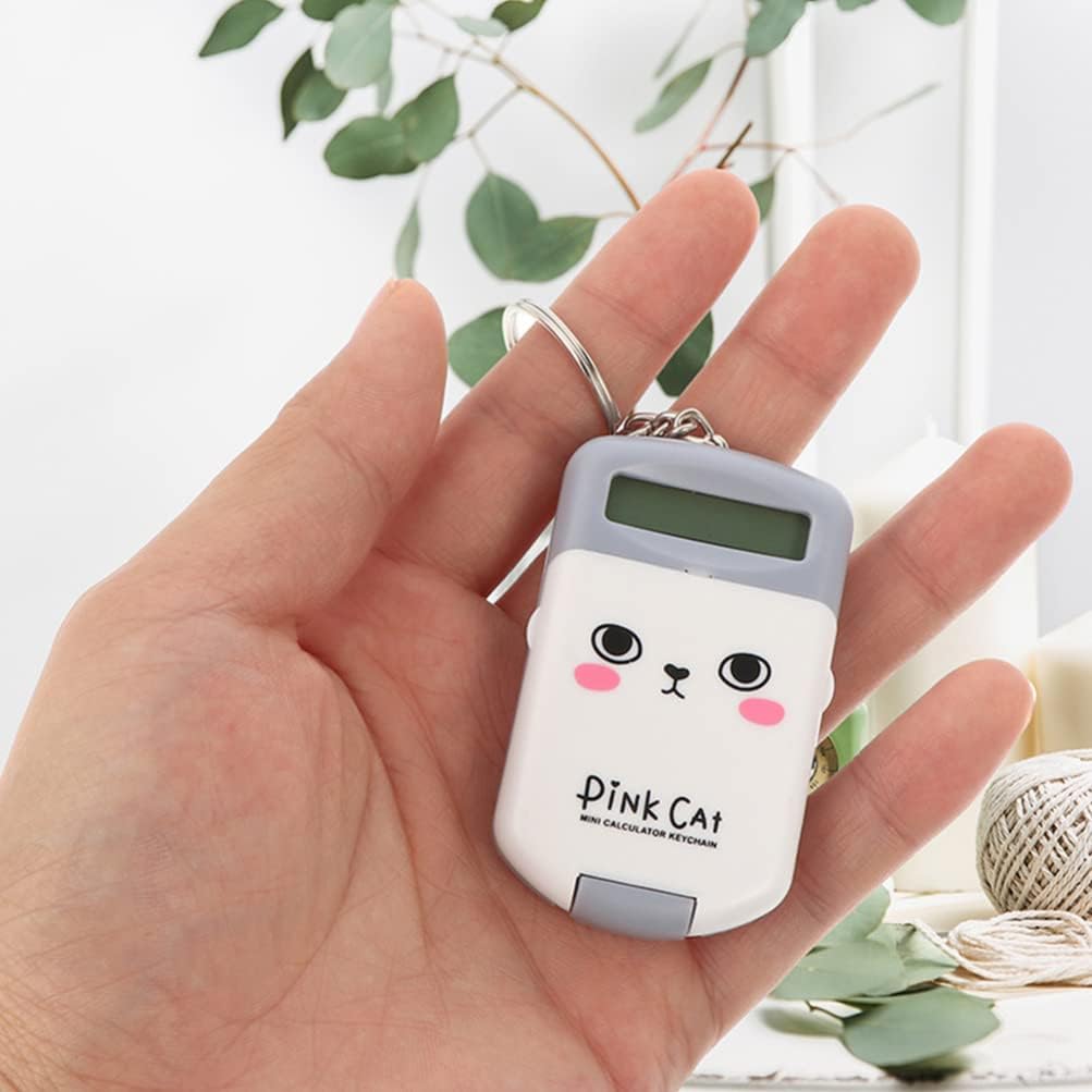 2Pcs Mini Electronic Calculator Keychains Brain Toy, 8 Digits Flip Calculator with Key Ring for Home Office Kids