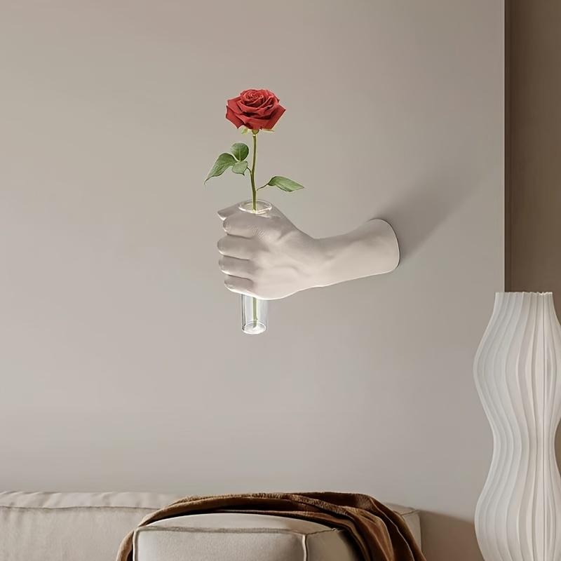 [Moderne Harzvase] 1 Stück Zeitgenössische Geometrische Harz-Wandvase | Handhaltendes Design Wandmontierter Blumenhalter für Moderne Heim- & Hoteldekoration