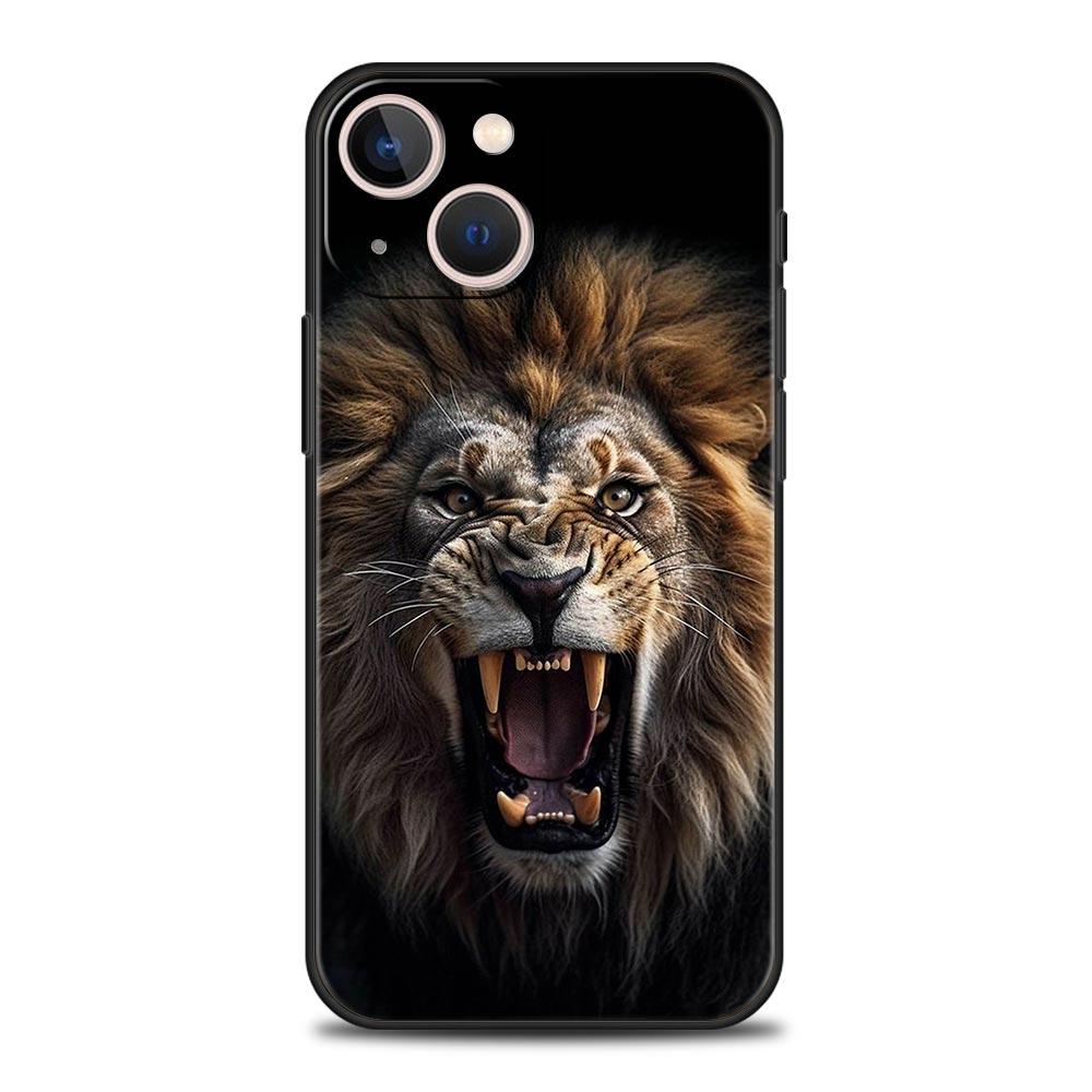 Lion Alpha Male Cub Phone Case For iPhone 17 16 15 Pro Max 11 12 13 14 7 8 Plus SE 2020 X XR XS Cover Soft Black