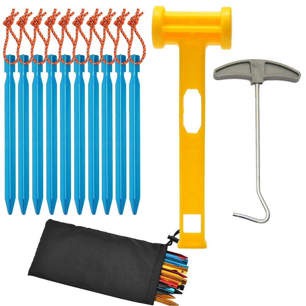Ultra-light Aluminum Camping Tarp Set: Tent Stakes, Windproof Rope & Buckles, 18cm Triangular Ground Stakes