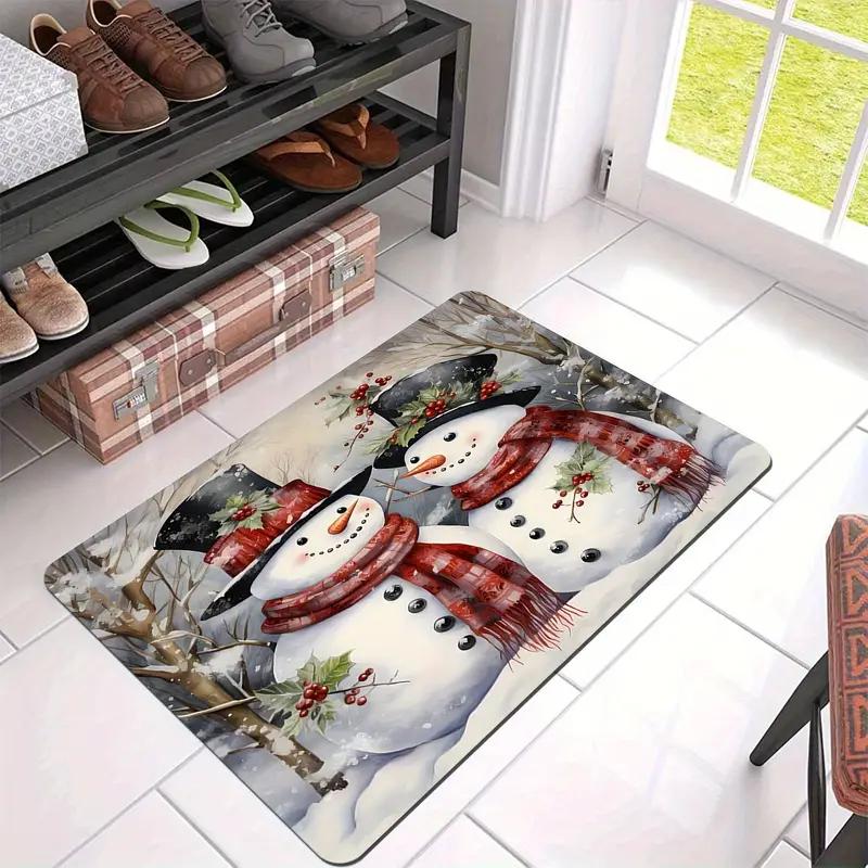 Christmas Snowman Doormat Non-Slip Entrance Doormat Home Decor Carpet for Living Room Rugs Bathroom Floor Rug