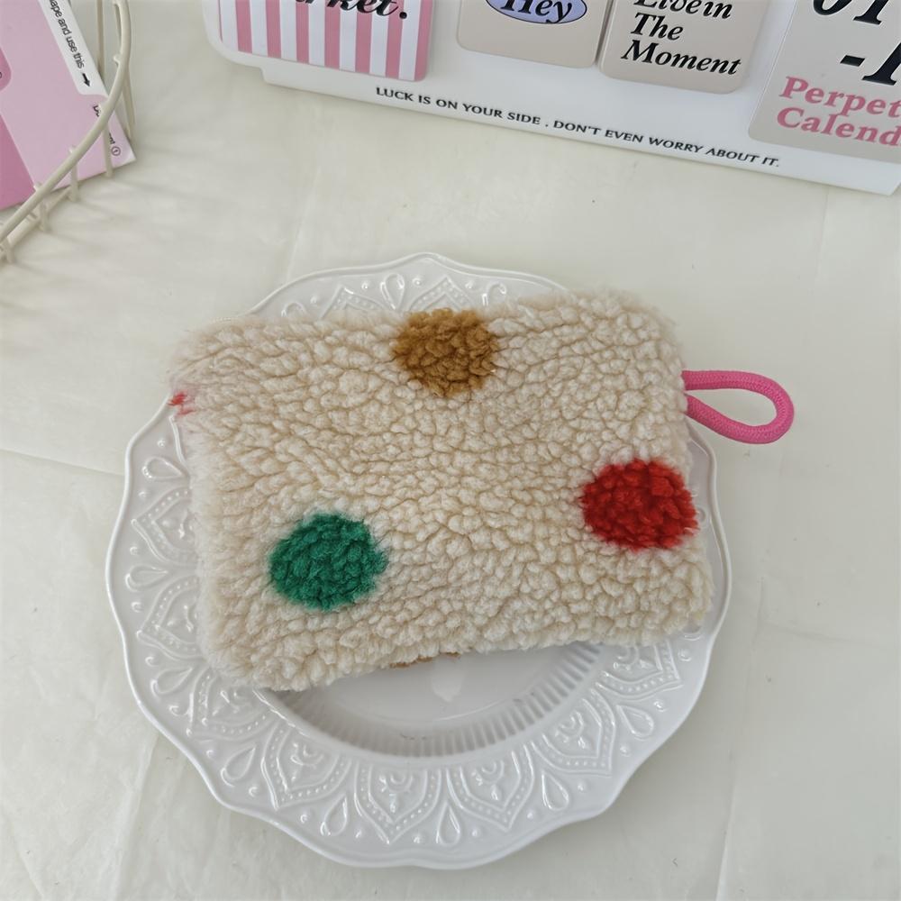 Fashion Plush Love Mouth Red Envelope Cosmetic Bag, Key Coin Wallet with ID Holder, Mixed Color, Hand Washable - Small Makeup Pouch for Students