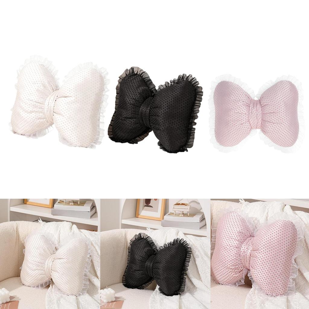 Bowknot Shaped Cushion Breathable Plush Pillow Decorative Cushion Cover for Sofa Bedside Chair Cushion Home Ornament