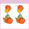 Playful Fun And Alloy Pumpkin Earrings With Cartoon Design For Halloween Celebrations Women For