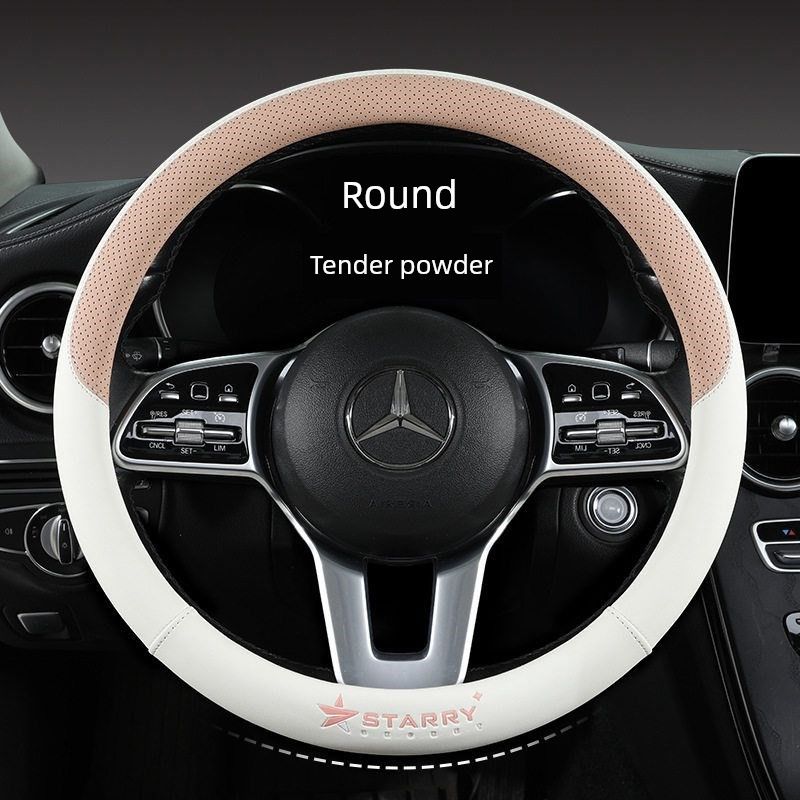

Hot Stamping Label B Car Steering Wheel Cover Candy Color Stylish Perforated Breathable Women s Car Handlebar Cover Universal for Volkswagen Sagitar Soft Clear Powder - Round, All-Season