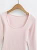 Women's Slim Fit Black U-Neck Long-Sleeve Shirt - Spicy Girl Collection, Perfect Base Layer for Autumn and Winter.