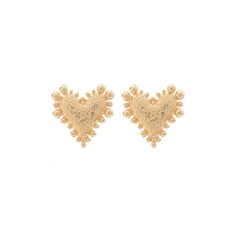 Heart Shape Earrings Women Zinc Alloy Gold Plated Bohemian Chic Lightweight Fashion Jewelry Gold