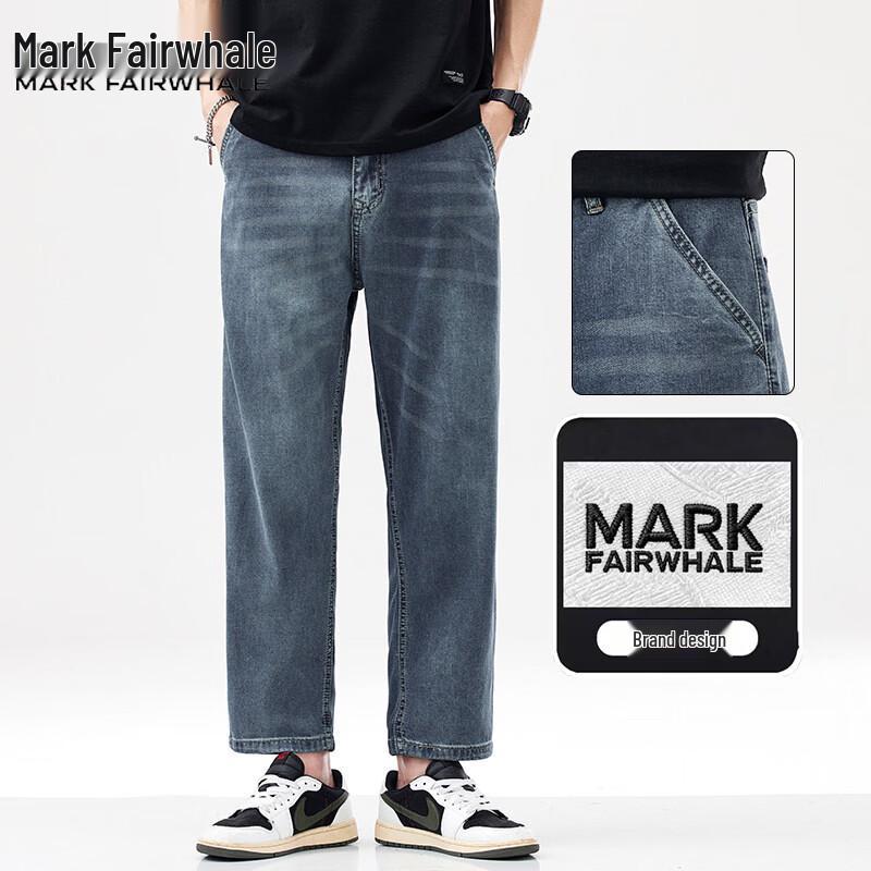 Mark Fairwhale Men s Retro Loose Straight Cropped Jeans 36